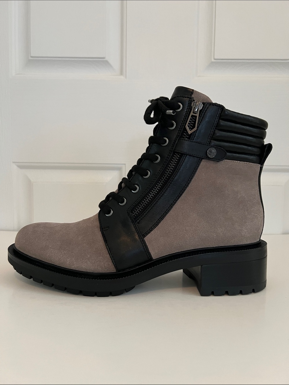 Botkier Grey and Black Moto Boot Size 10